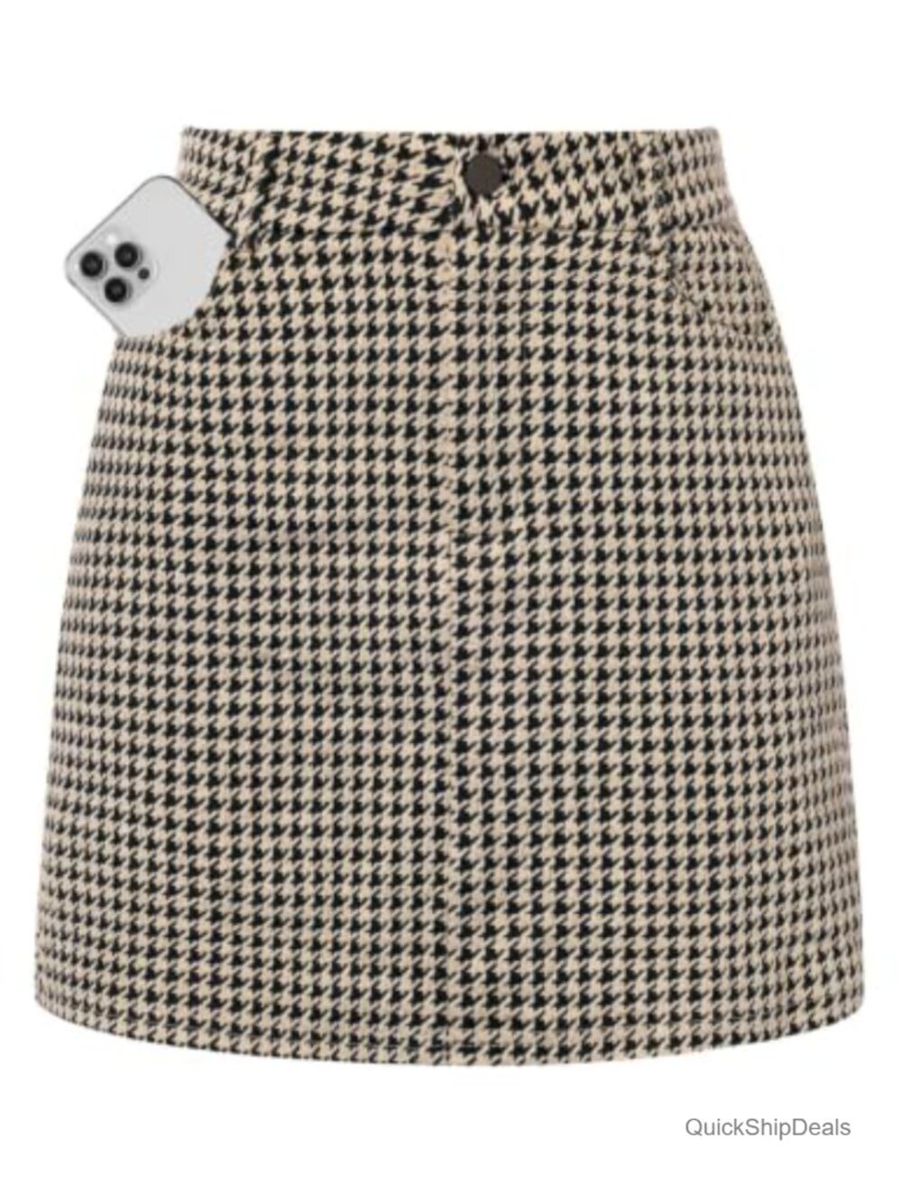 High Waist Plaid Mini Skort Pencil Skirt with Built-in Shorts & Pockets